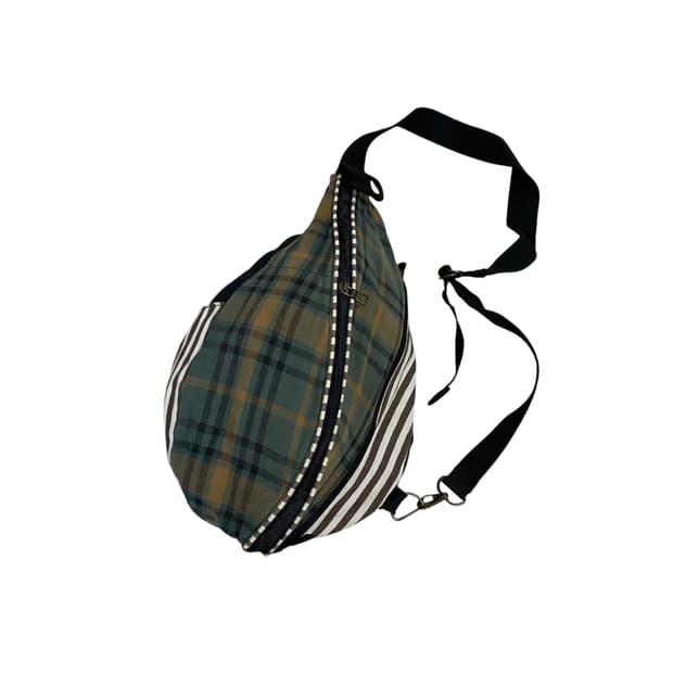 체크 배색 패치워크 슬링백