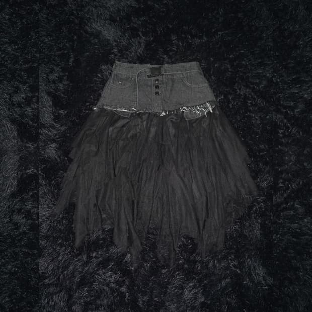 gothic layered denim skirt 