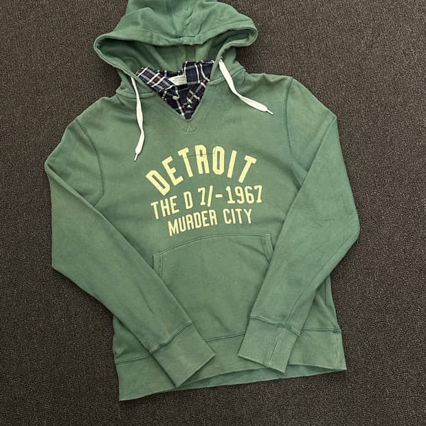 S)Back Number 빈티지 체크 셔츠 레이어드 프린팅 후디