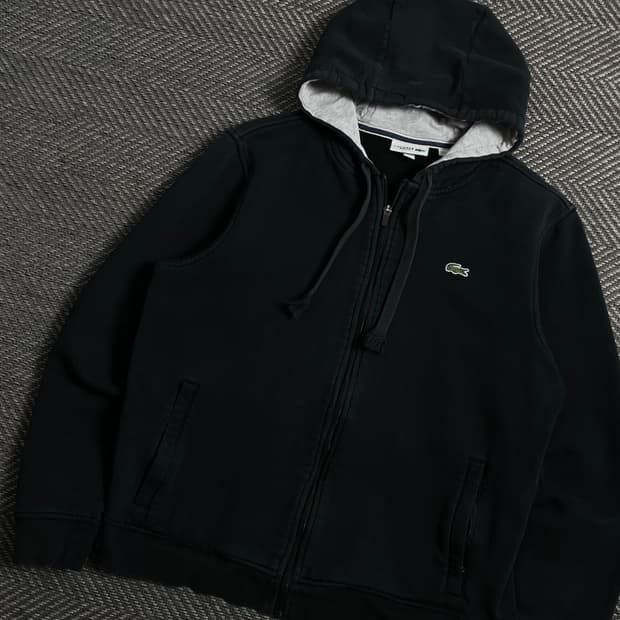 라코스테 자수로고 미니멀 후드 집업y 4616