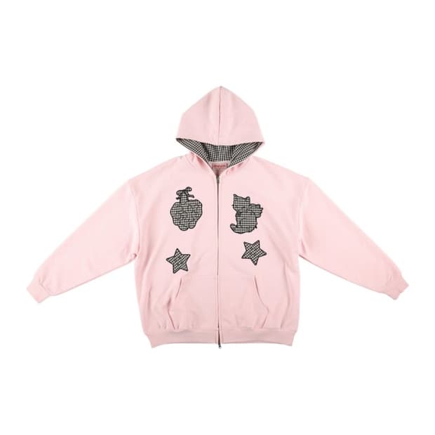 샤키리 키링 체크 패치 후디