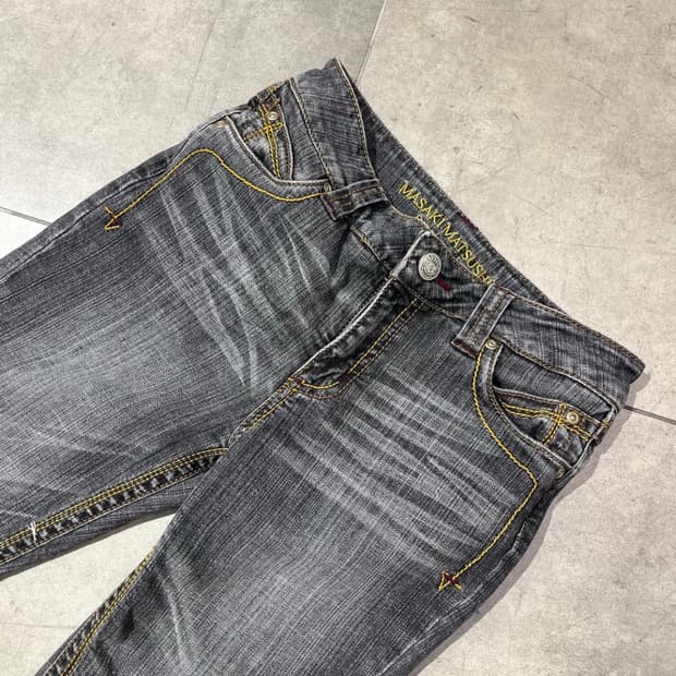 일본 빈티지 흑청 부츠컷 데님