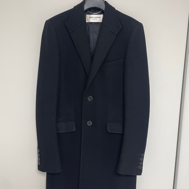 생로랑 15fw 레더카라 코트 hedi slimane