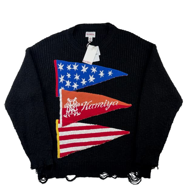 카미야 쓰리 프래그 니트 풀오버 블랙