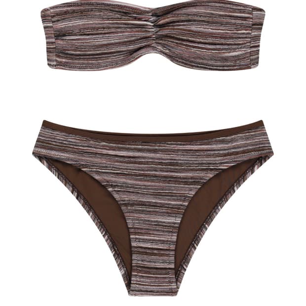 Coyseio COASTAL STRIPE BIKINI BROWN