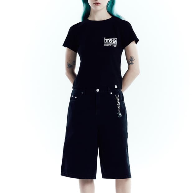 더바이닐하우스 데님흑청버뮤다팬츠