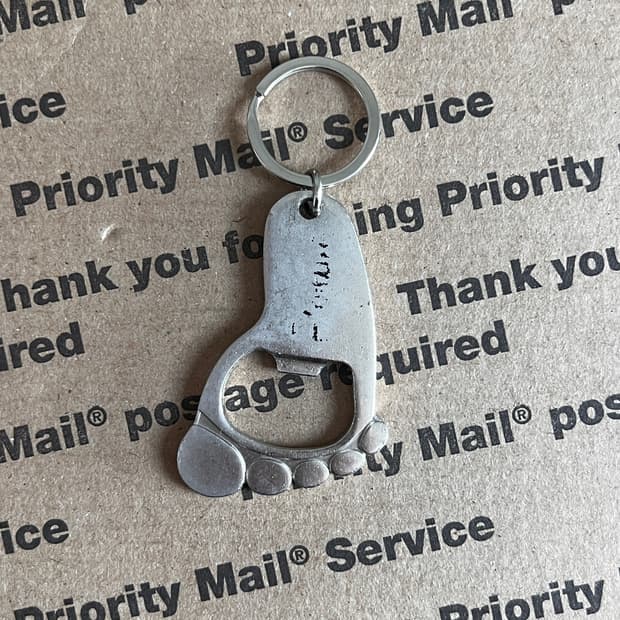 90s vtg Foot Bottle Opener Keyring