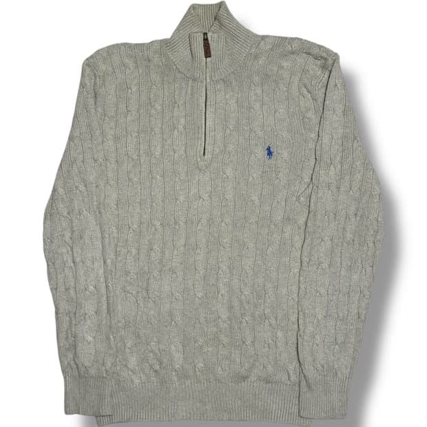 Polo Ralph Lauren 반집업 오트밀 케이블 니트