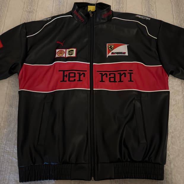 페라리 패치 로고 레더 자켓 L