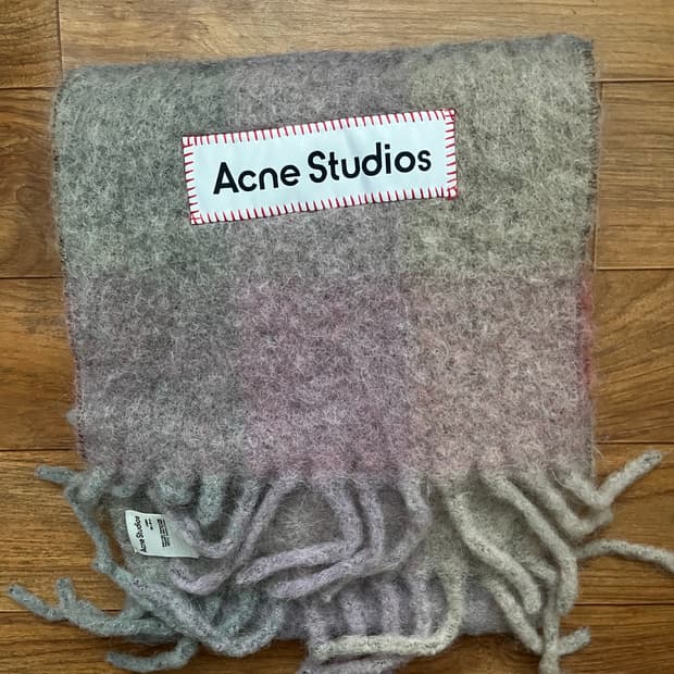 아크네 체크머플러 핑크