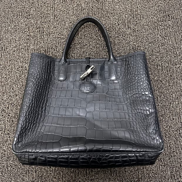 롱샴 여성 토트백 숄더백 가죽 가방 블랙