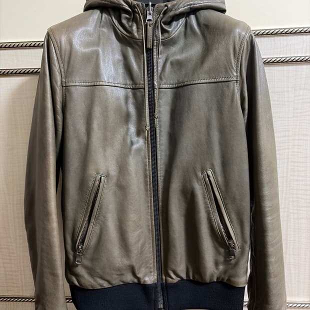 가렛 후드 가죽점퍼