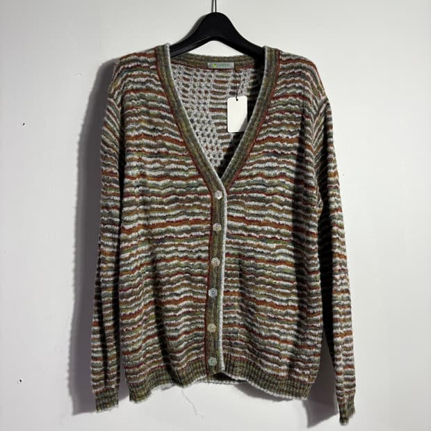 빈티지 스트라이프 패턴 니트 가디건 (무료배송)