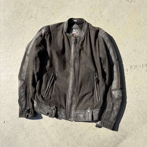 디젤 워시드 코튼&스웨이드 바이커 자켓