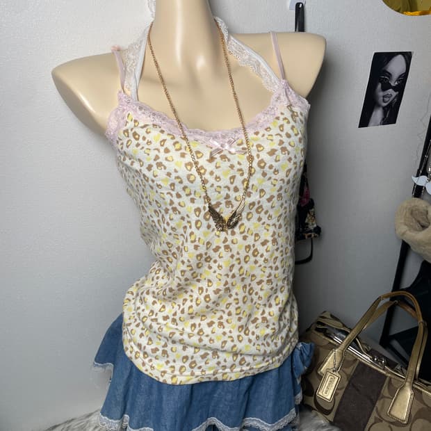 빈티지 갸루 호피 슬리브리스