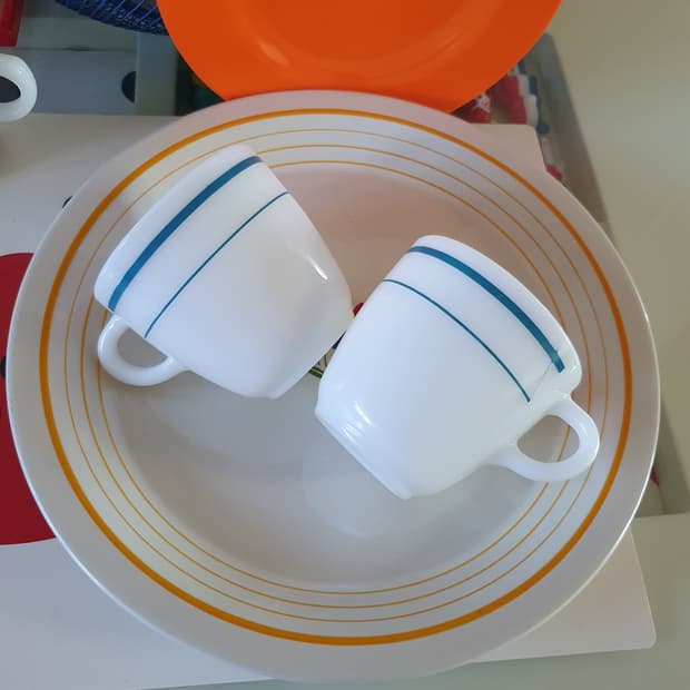 빈티지 앵커호킹 블루밴드 스트라이프  머그 2pcs