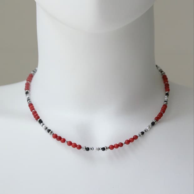 CASIOPEIA Tomato black 적산호 진주 원석목걸이