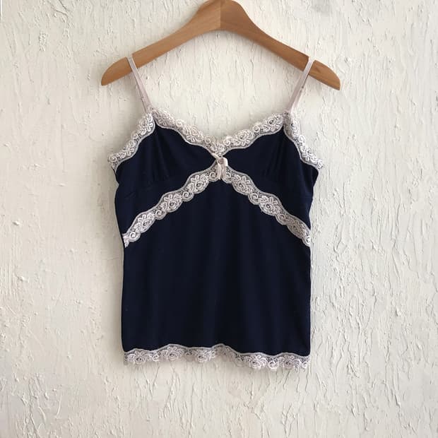 vintage lace trim cami top