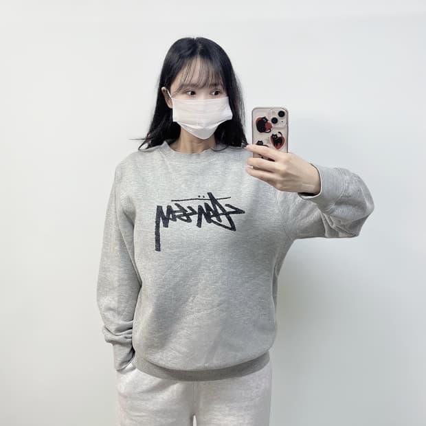 스투시 Stussy 스탁 로고 맨투맨 그레이