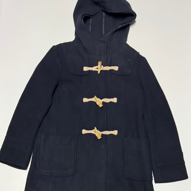 여성 일본빈티지 떡볶이 후드 더플 코트 네이비 M
