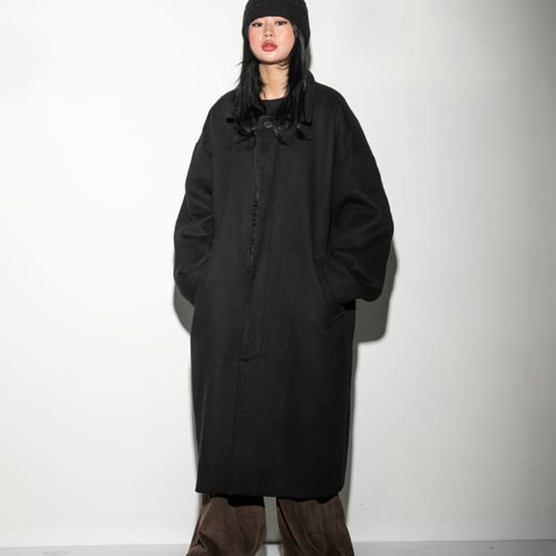 플레어업 발마칸 롱 코트 블랙