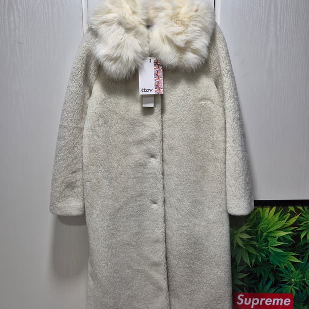 (새상품)itov 아이토브 퍼 카라 코트 아이보리