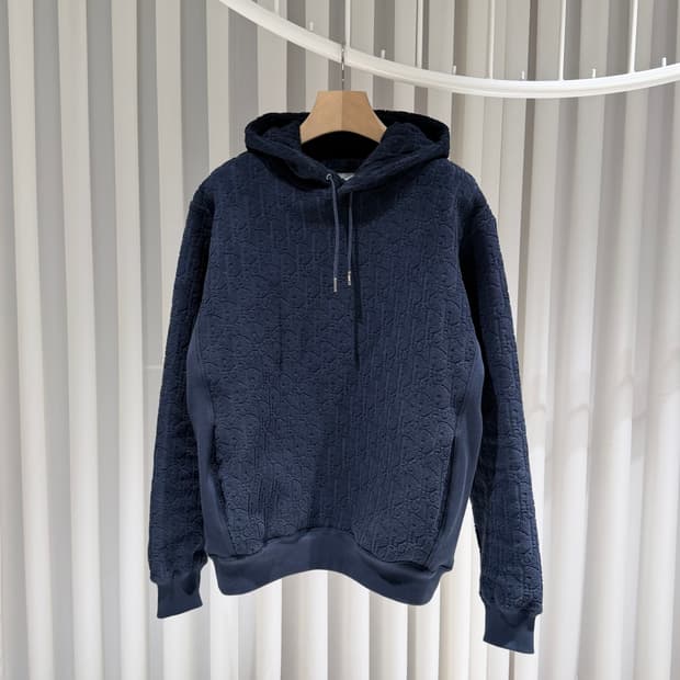 (S+/L) / 디올 오블리크 네이비 후드 티셔츠
