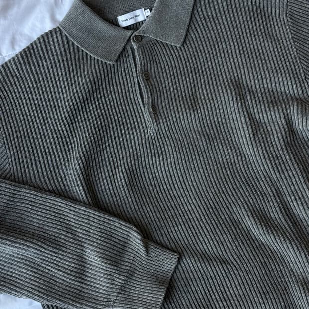 스테디에브리웨어 코튼 립 카라 니트 그레이3사이즈