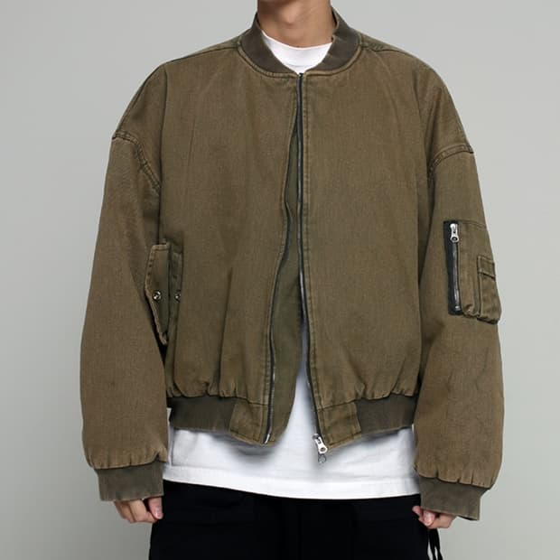 오버노우 TAN 워싱 카키 마원 봄버