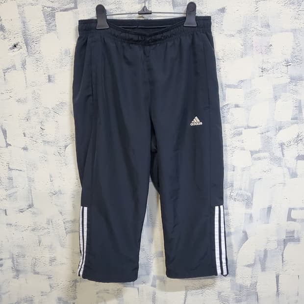 아디다스 삼선 7부 트랙탑 트레이닝 바지 블랙 