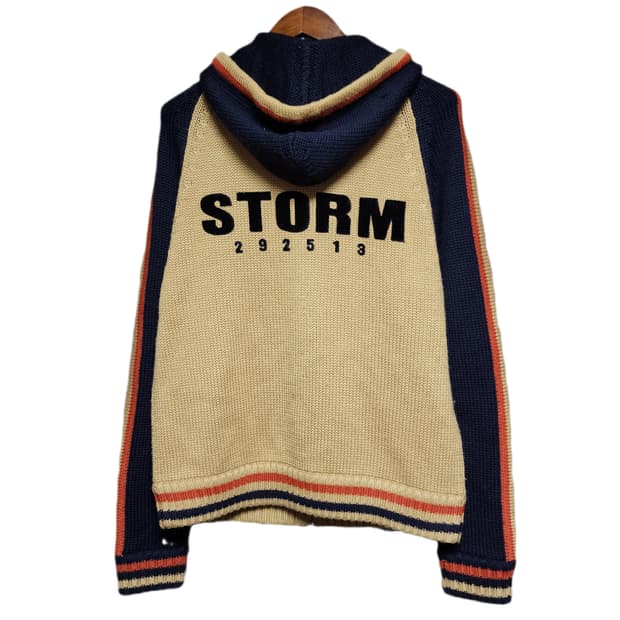 292513=Storm 90's 모 니트 배색 후드집업