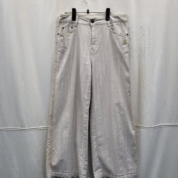 랑방 아이보리 와이드 데님 팬츠