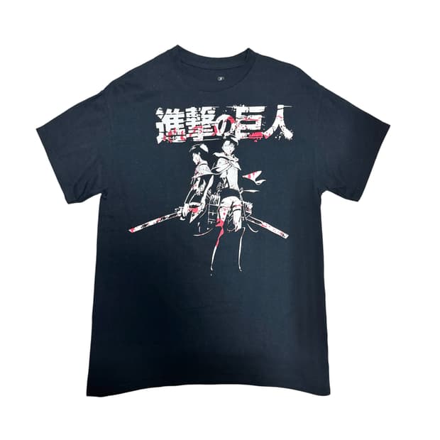 진격의 거인 빈티지 오타쿠 티셔츠 일본 애니 리바이 에렌 아르민 미카사