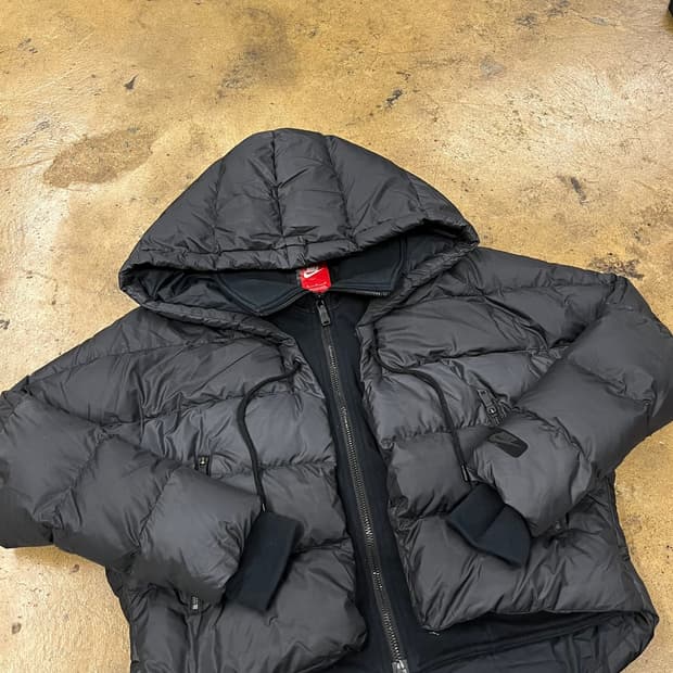 아디다스 집업 레이어드 크롭 후드 숏패딩 