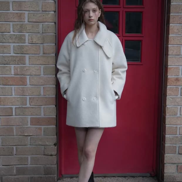 드헤베 Wool Double Half Coat [Ivory]