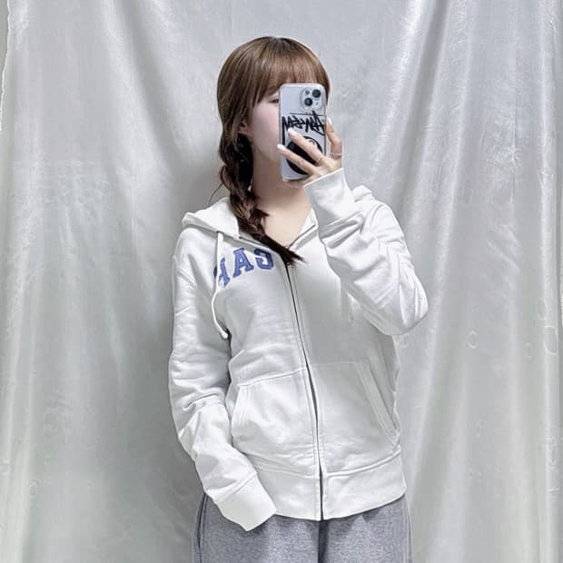 GAP 갭 성조기 빅로고 화이트 후드집업