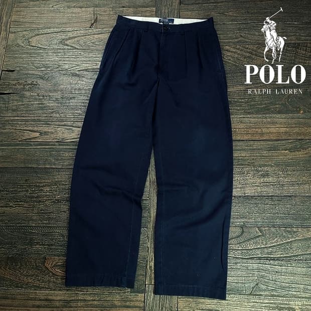 [폴로 랄프로렌] 루즈핏 코튼 투턱 치노 팬츠 네이비 M19650