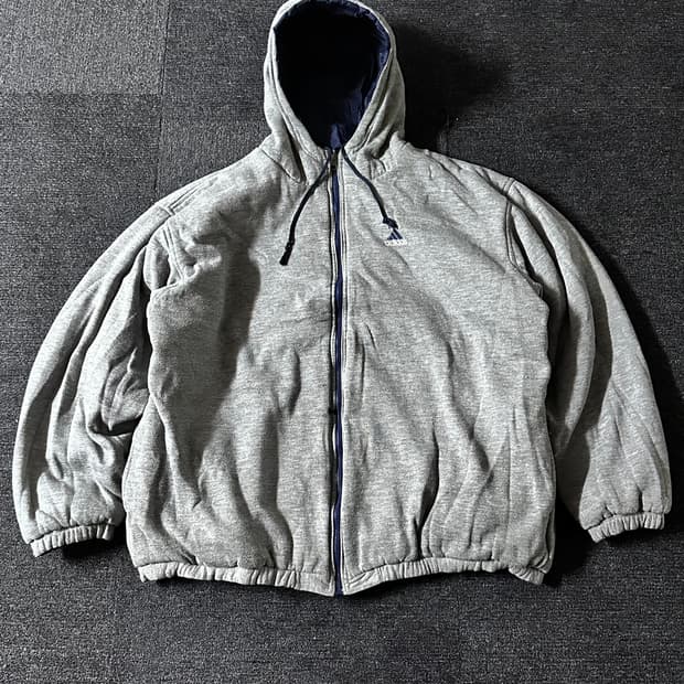 90's 아디다스 리버시블 빅로고 자수 후드점퍼