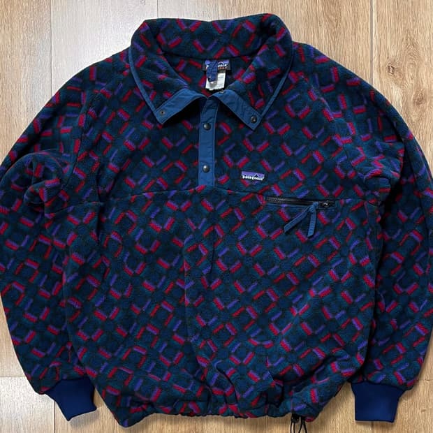 국내 유일 빈티지 파타고니아 신칠라 패턴 후리스 플리스 하프버튼 스냅버튼