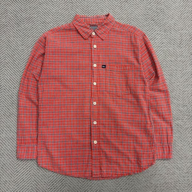 퀵실버 오렌지 체크 셔츠 v1878