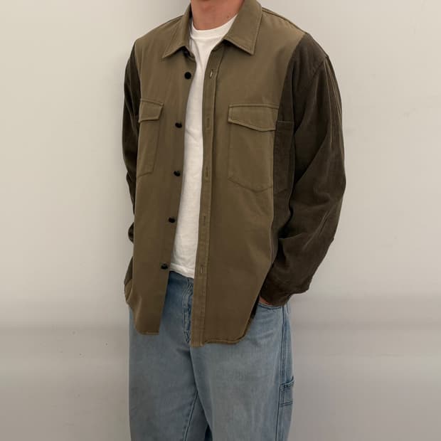 시스템 카키 코듀로이 셔츠 자켓