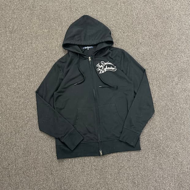 M)Japanese vintage 여성 백프린팅 블랙 후드집업