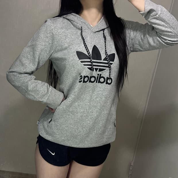 아디다스 불꽃파이어버드 빅로고 그레이 후드티 🩶🖤