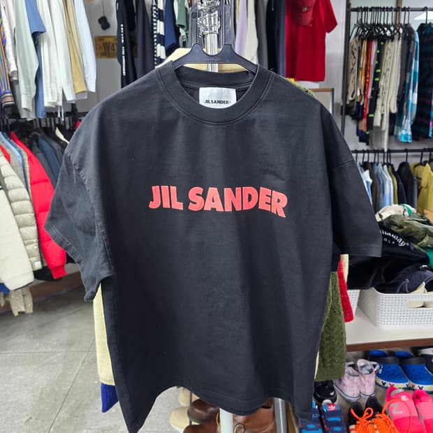 질샌더 블랙 로고 반팔 티셔츠 (1336)