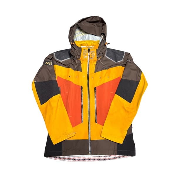 밀레 바람막이 오렌지 블랙 배색