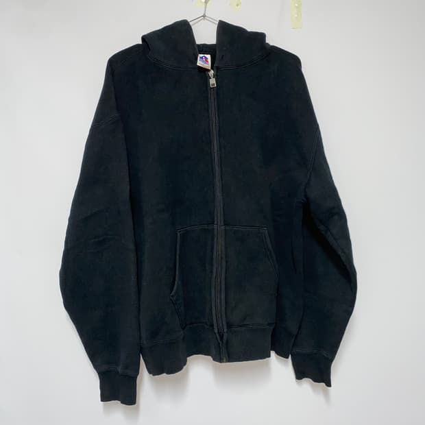 90년대 미제 러셀 에슬레틱 후드집업 후디 블랙 