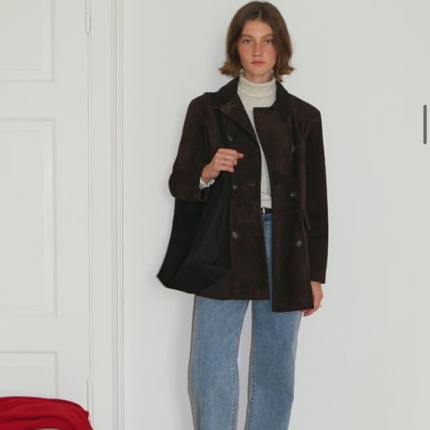 (새상품)AND YOU의 마우어 더블 스웨이드 자켓 초콜렛