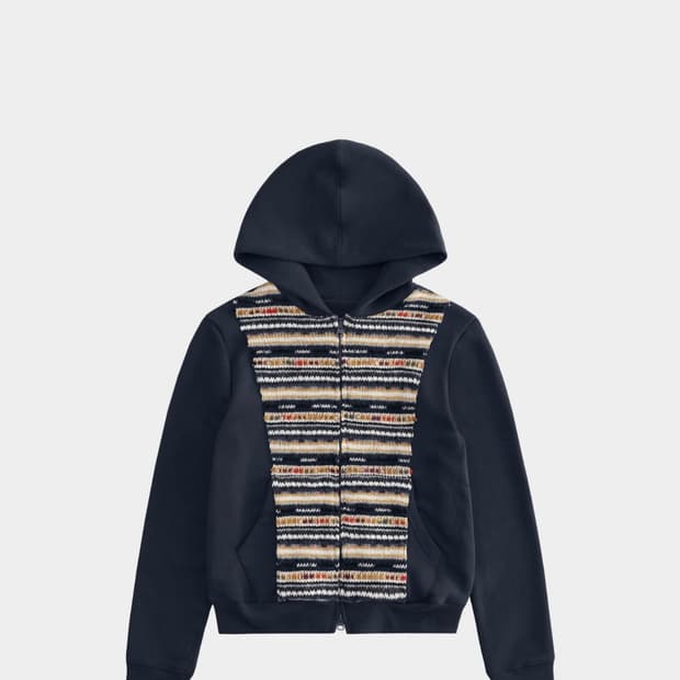 0tape block hooded zipup navy