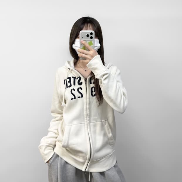 홀리스터 스펠 로고 후드집업 화이트