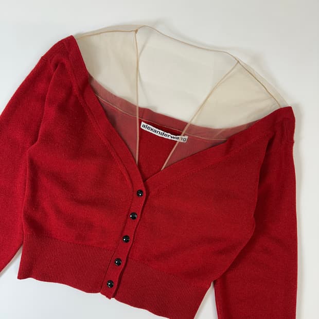 알렉산더왕 시스루 오프숄더 가디건